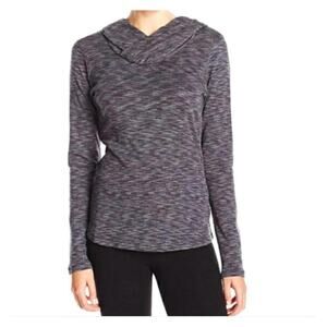 Columbia Sportwear Gray White Space Dye Stretch Athletic LS Hoodie Shirt Top XL